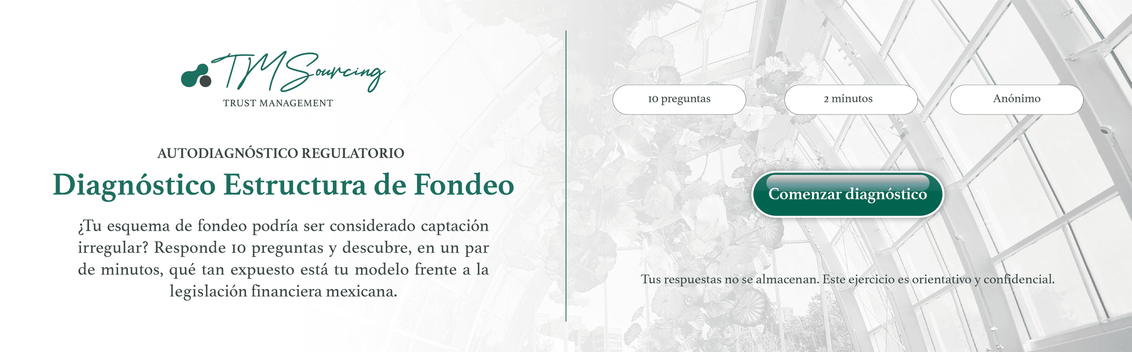 Autodiagnóstico regulatorio: Diagnóstico Estructura de Fondeo. ¿Tu esquema de fondeo podría ser considerado captación irregular? Diez preguntas, dos minutos, anónimo. Ir al diagnóstico.